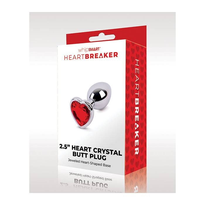 WhipSmart Heartbreaker 2.5" Heart Crystal Butt Plug - Red