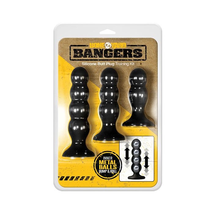Boneyard Bangers Silicone Butt Plug Training Kit - Black