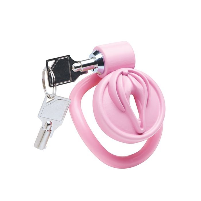 Master Series Pussification Vulva Locking Chastity Cage - Pink